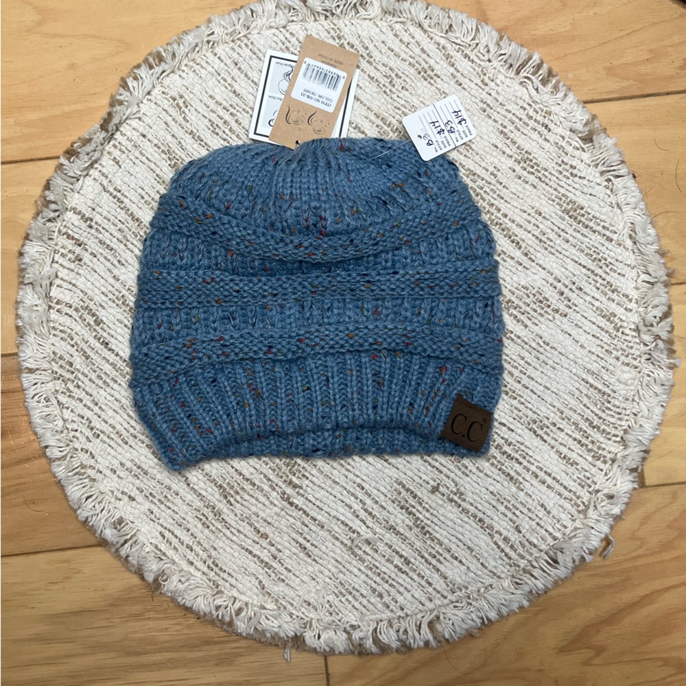 C.C Speckled Blue Knit Beanie
